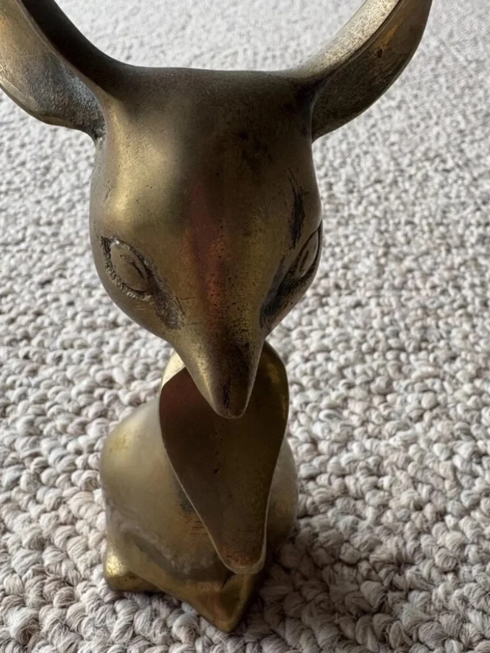 Vintage MCM Brass Animal Figurine Abstract Mouse Atomic Decor Desk Office